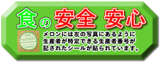 食の安全安心 メロンには生産者番号が記されたシールが貼られています。