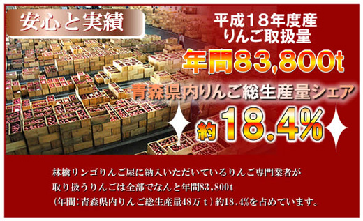 りんご取扱量　青森県産りんご総生産量シェア　約23.5%